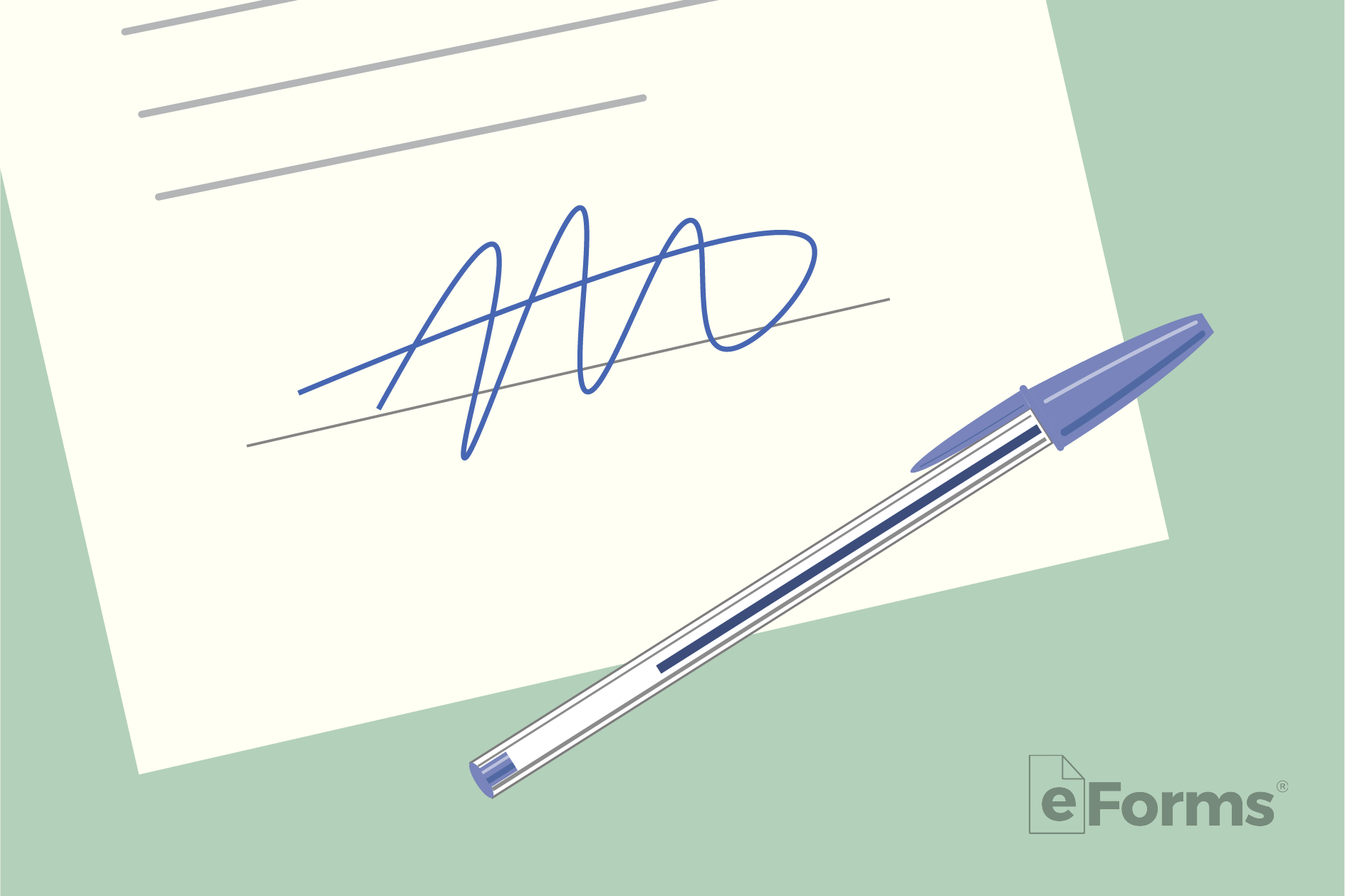 Close up of document with Pen and Signature. 