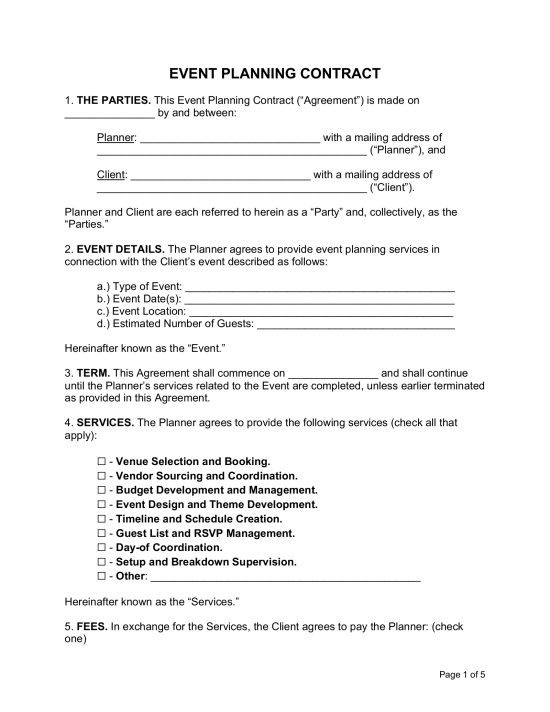 Event Planning Contract