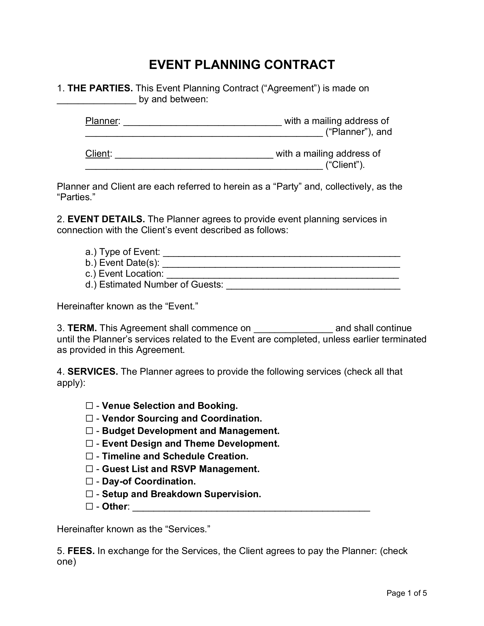 Event Planning Contract