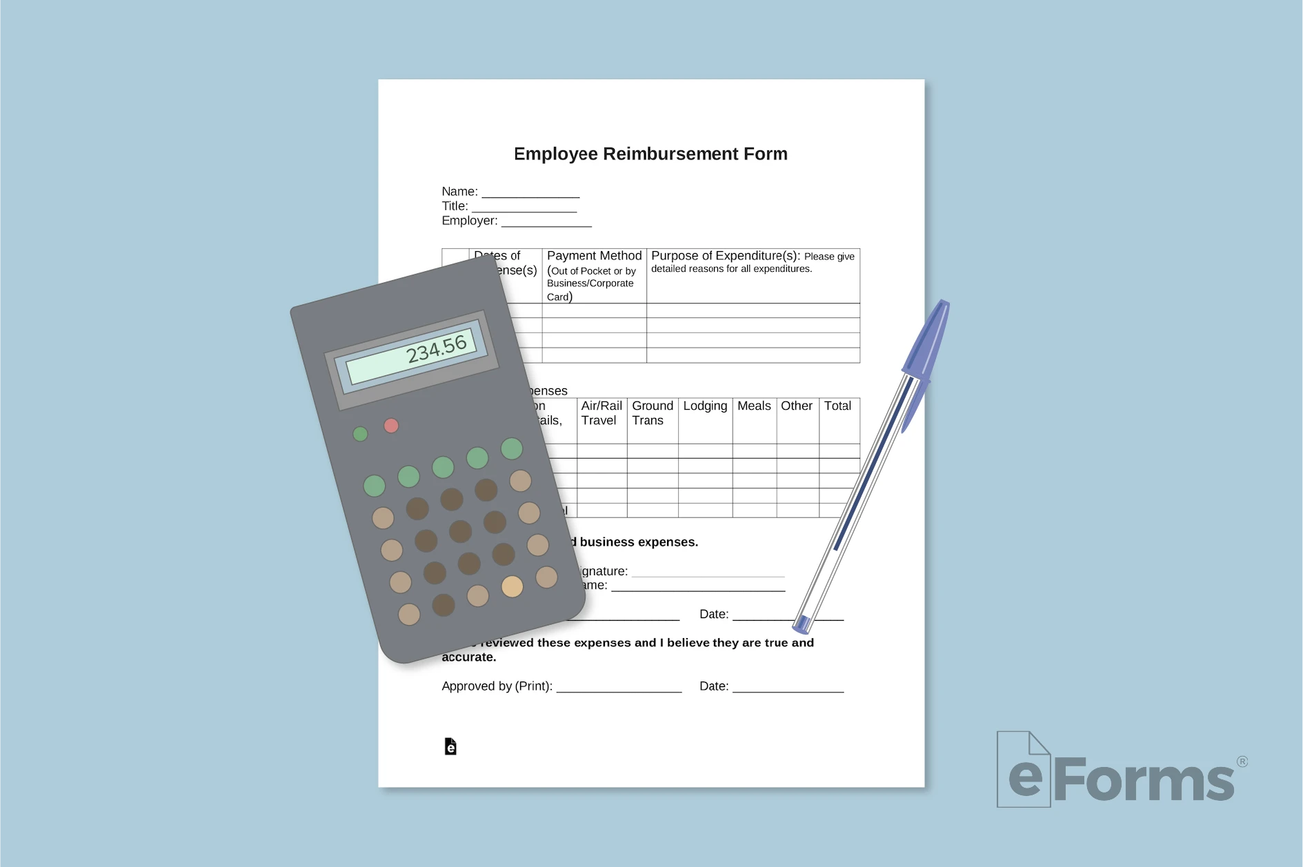 Pocket Calculator with Pen on top of Work From Home form. 