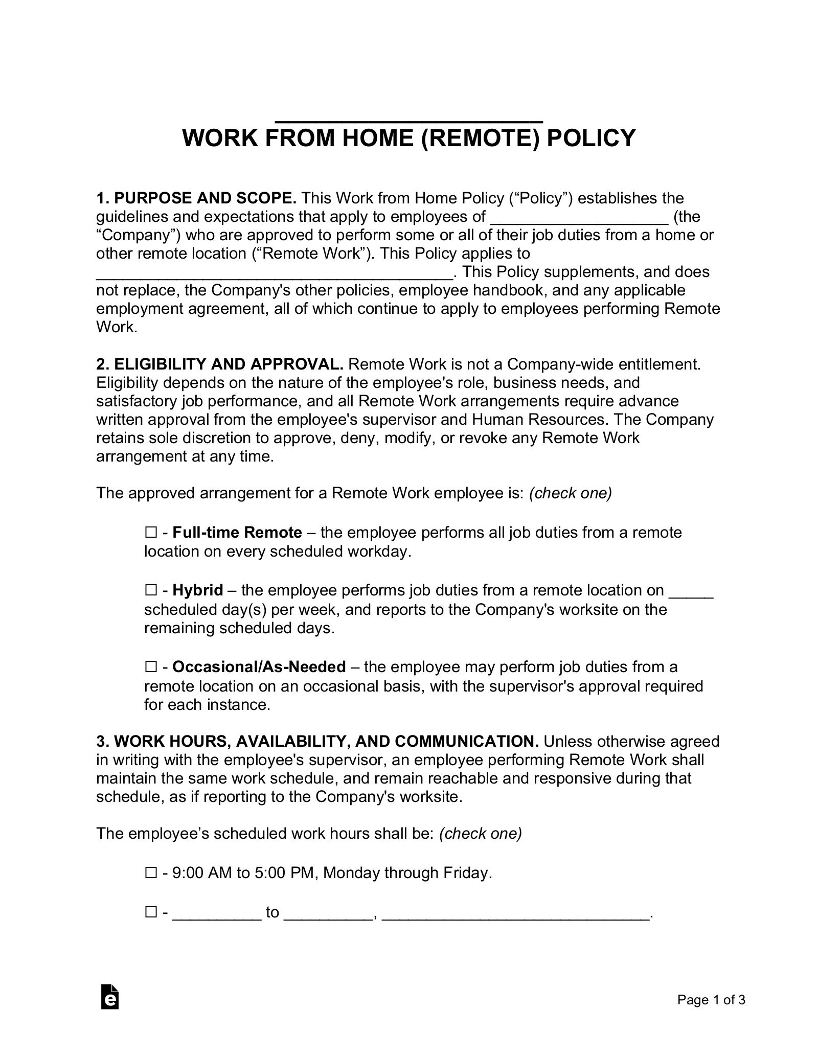 Work from Home (Remote) Policy