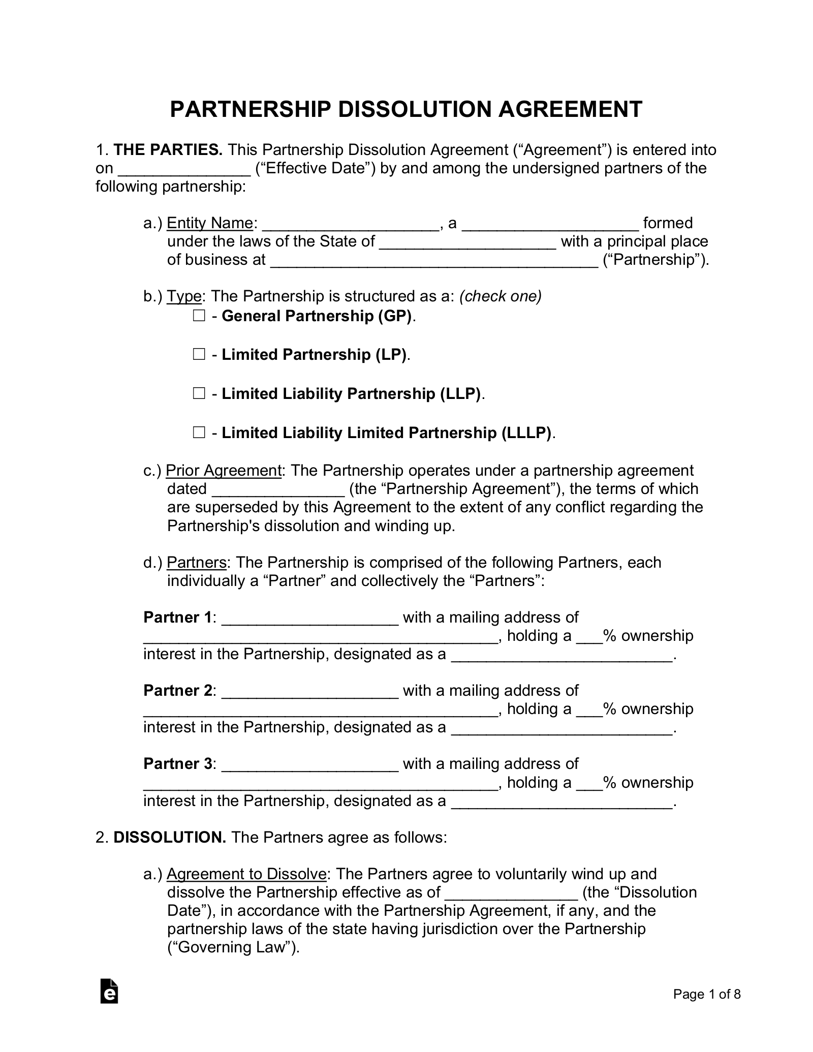 Partnership Dissolution Agreement